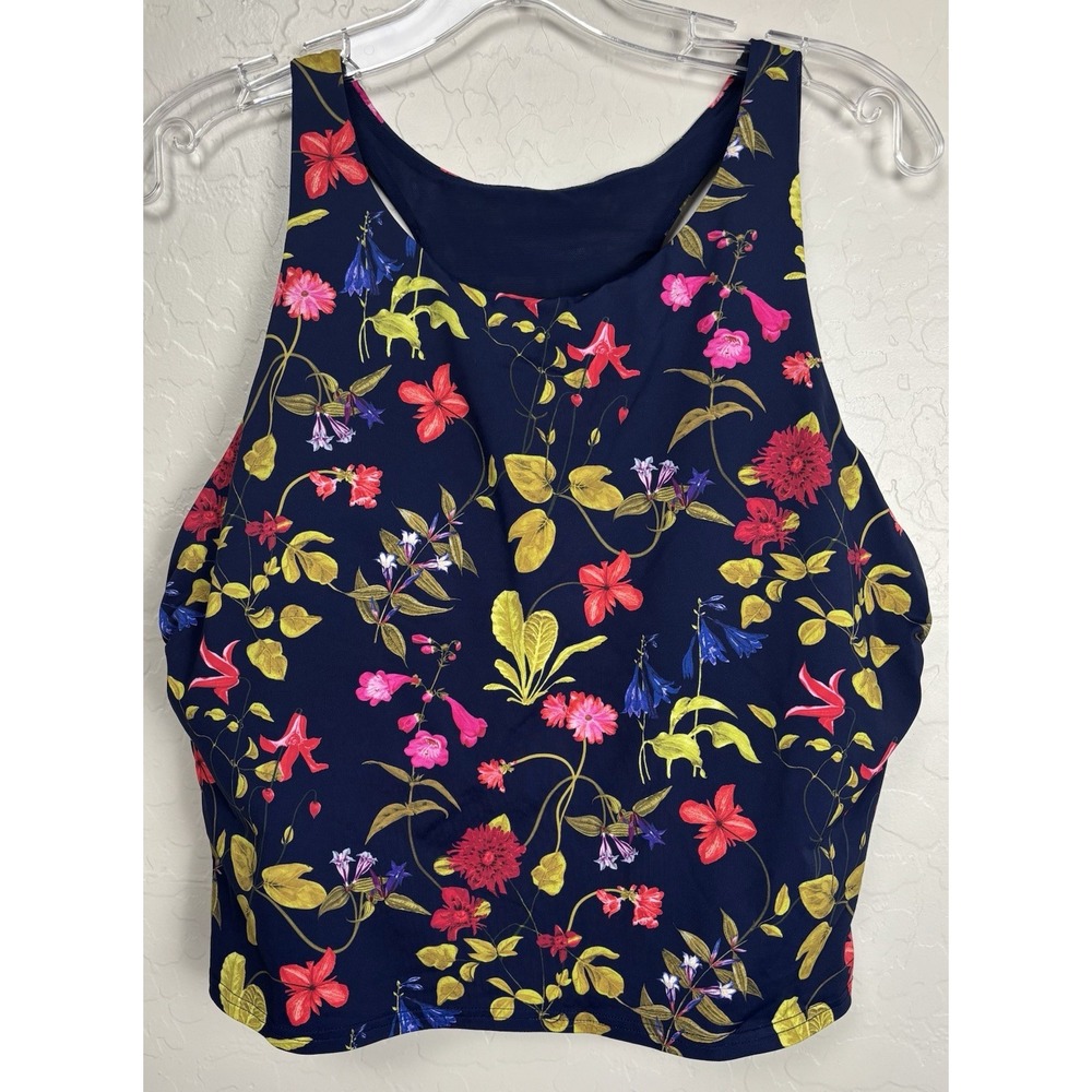Lands‎ End Floral Tankini Swim Modest Padded Blue Size 18 1985